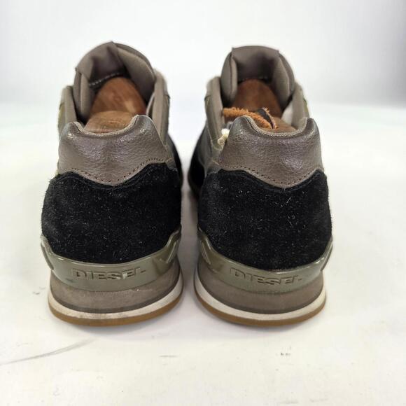 Diesel Aramis Sneakers US 9.5 Mens Black Olive Leather Y2K Vintage Casual Shoes - Picture 5 of 11